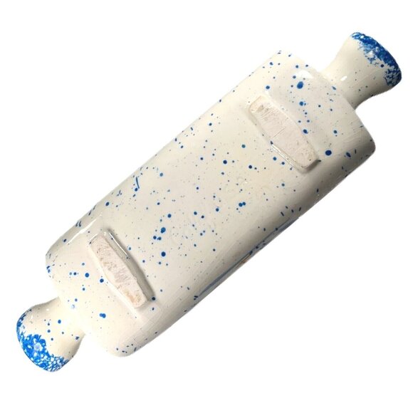 Vintage Rooster Cracker Tray Los Angeles Potteries Blue Stipple Rare HTF READ - Picture 7 of 10